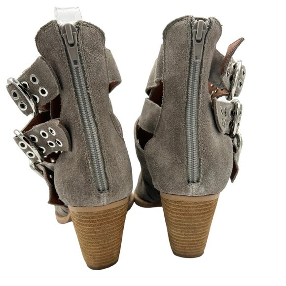 Jeffrey Campbell x Free People Travis Taupe Suede Buckle Heeled Boots - Picture 10 of 11